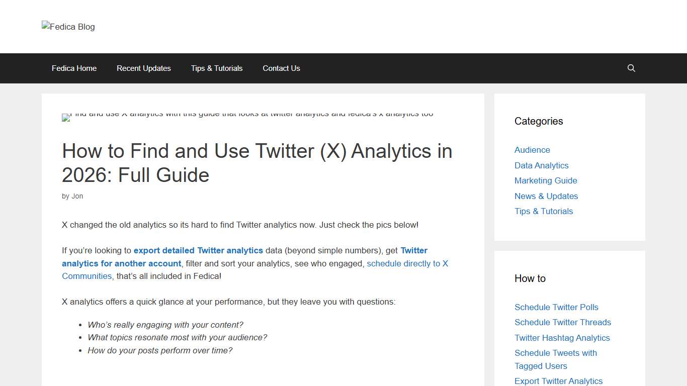 How to Find and Use Twitter (X) Analytics in 2026: Full Guide Fedica Blog